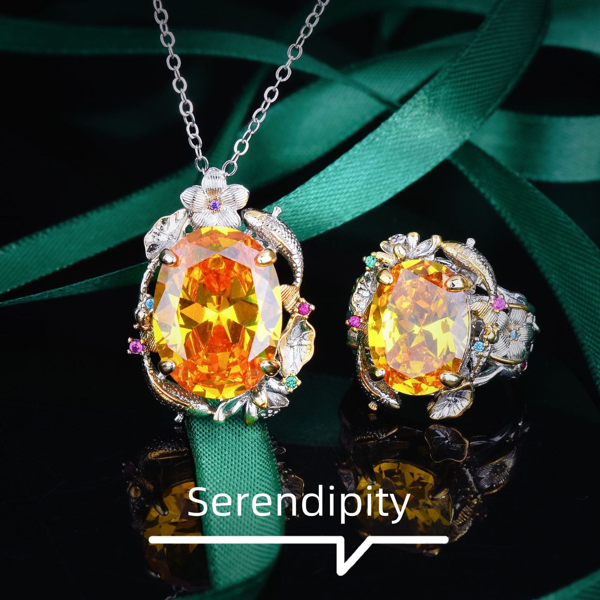 Italian retro bright yellow diamond colored treasure series