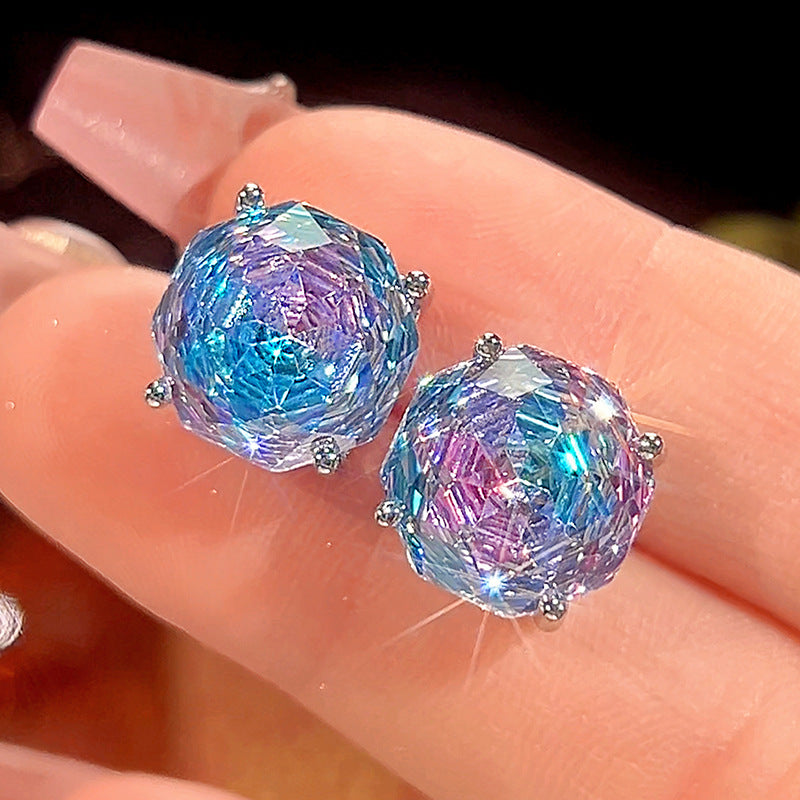 Luxury Aurora Crystal Floral Jewelry Set – Pendant Necklace, Stud Earrings & Ring