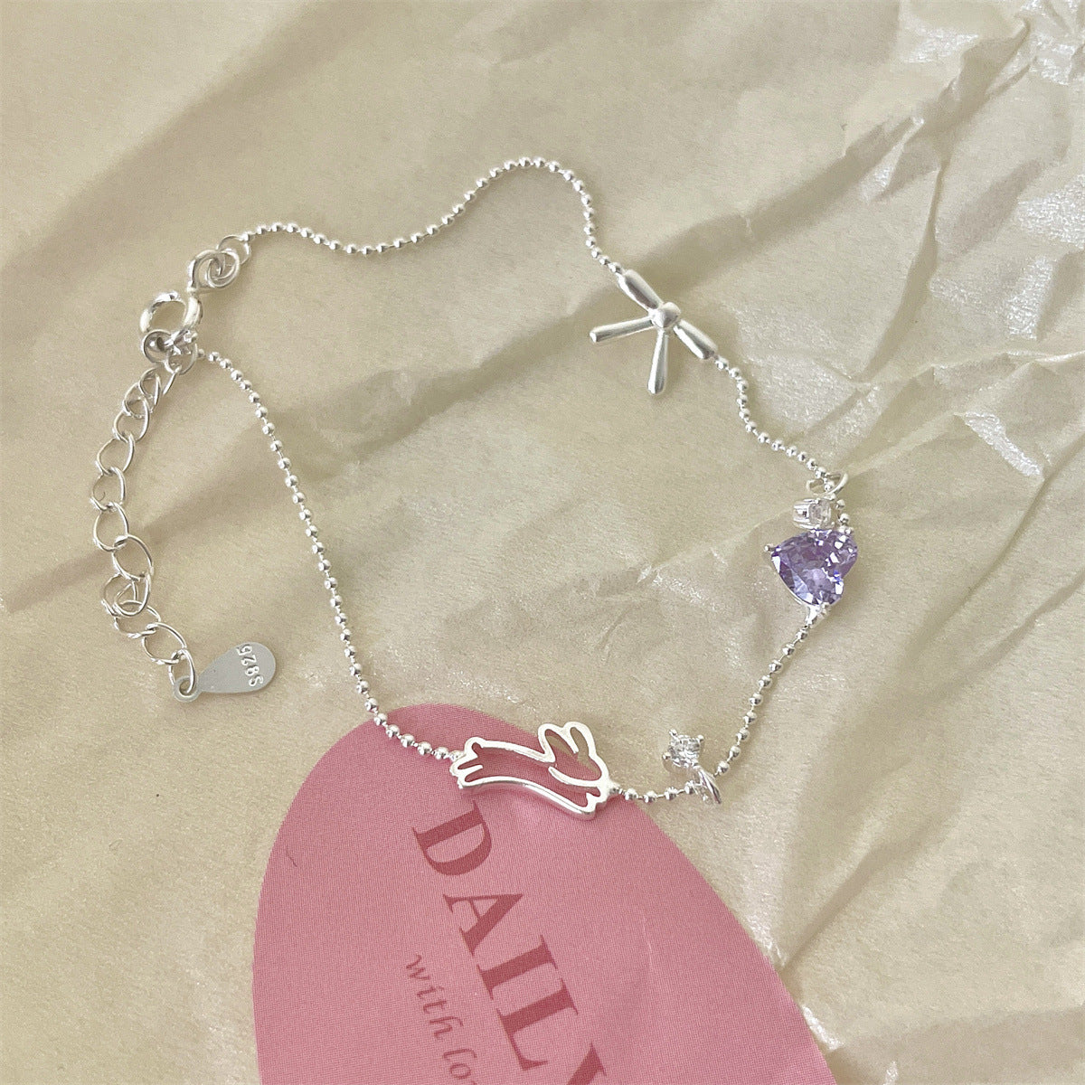 Purple Love Zircon Rabbit Bracelet