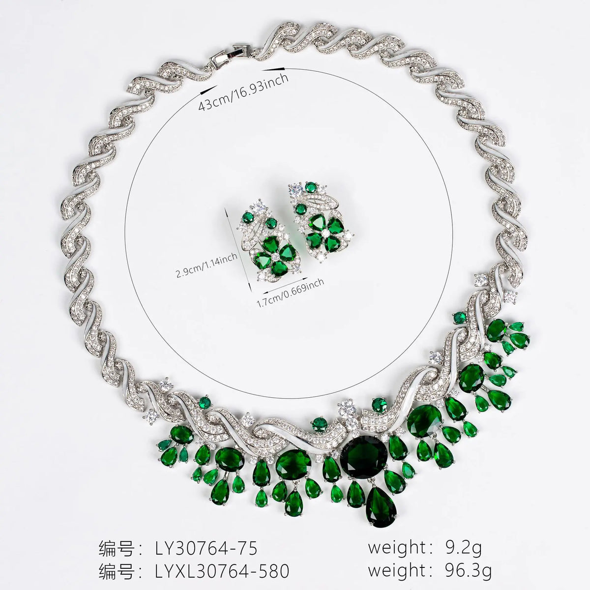 Luxury Multicolor Crystal Statement Necklace and Earrings Jewelry Set