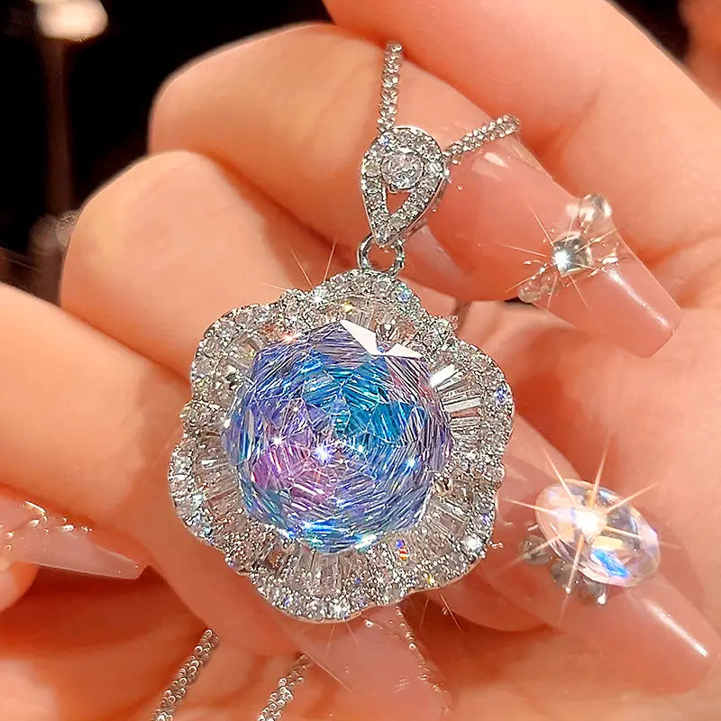 Parure de bijoux de luxe florale en cristal Aurore – Collier, boucles d'oreilles et bague