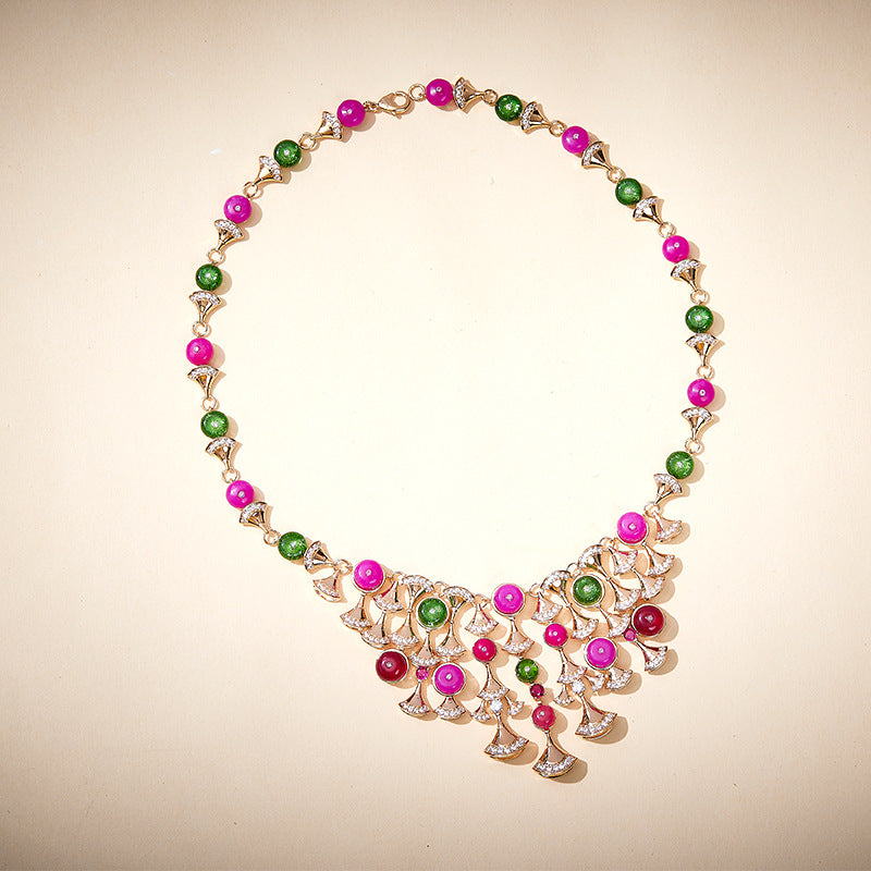 Fan Bead Gold Plated Clavicle Chain