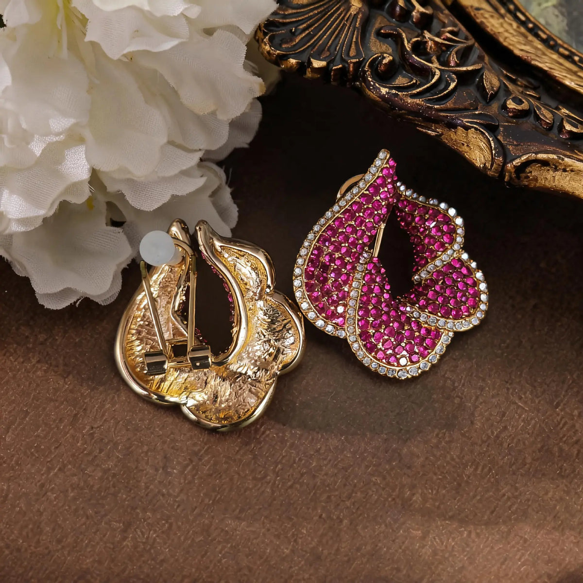Boucles d'oreilles clous de mode européennes et américaines, tempérament, tendance rétro, boucles d'oreilles fleur rose