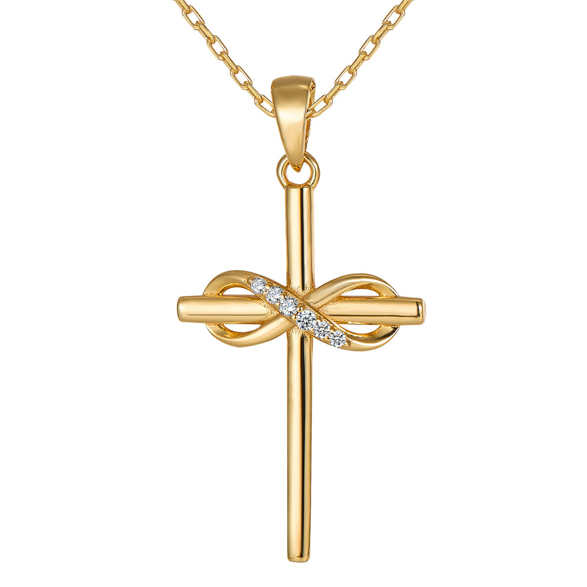 SS925 Sterling Silver Fashion Mozambican Diamond Cross Necklace