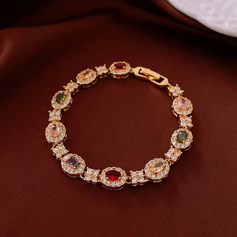 Bracelet boucle zircon de luxe léger vintage