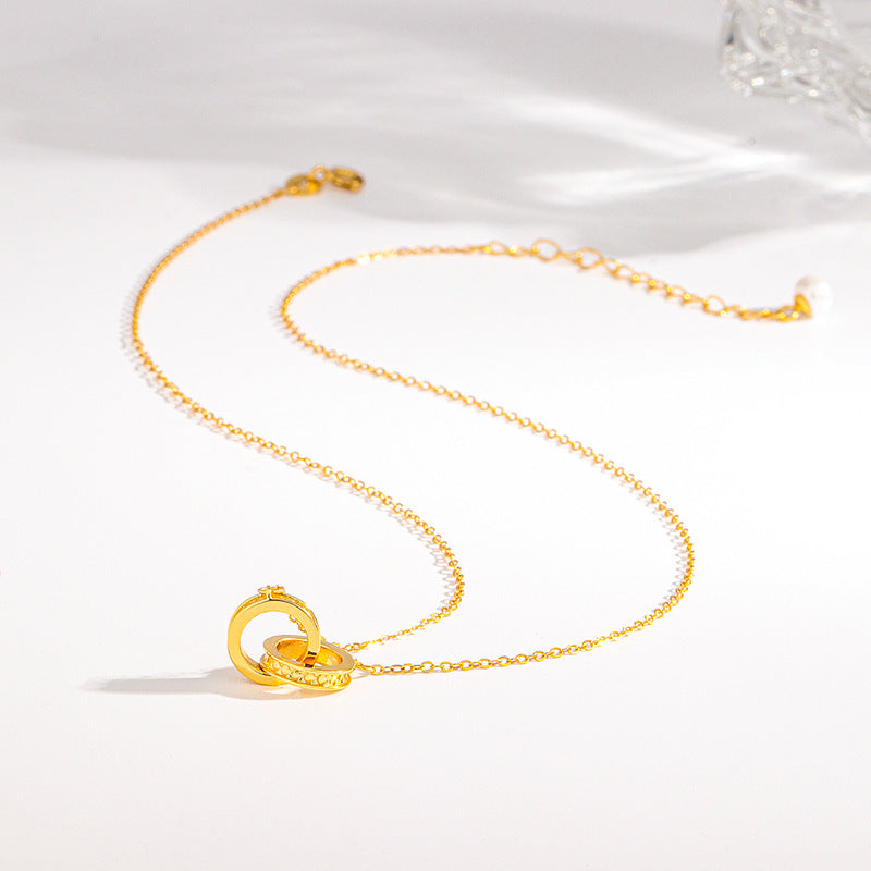 S925 Sterling Silver Interlocking Clavicle Necklace