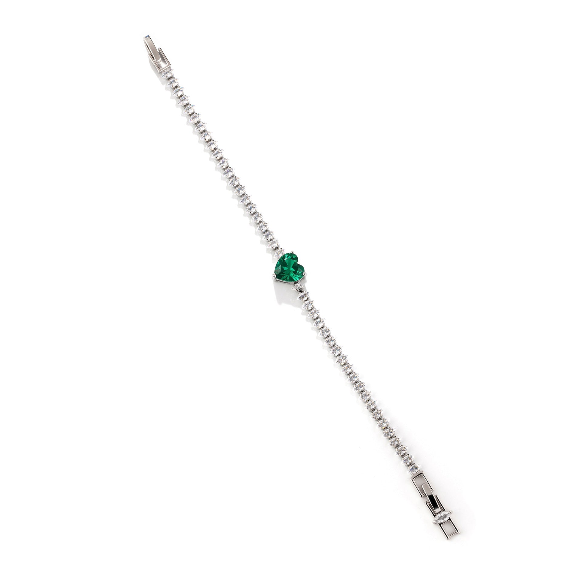 Romantic Emerald Green Jewelry Set – Heart Crystal Necklace Earrings