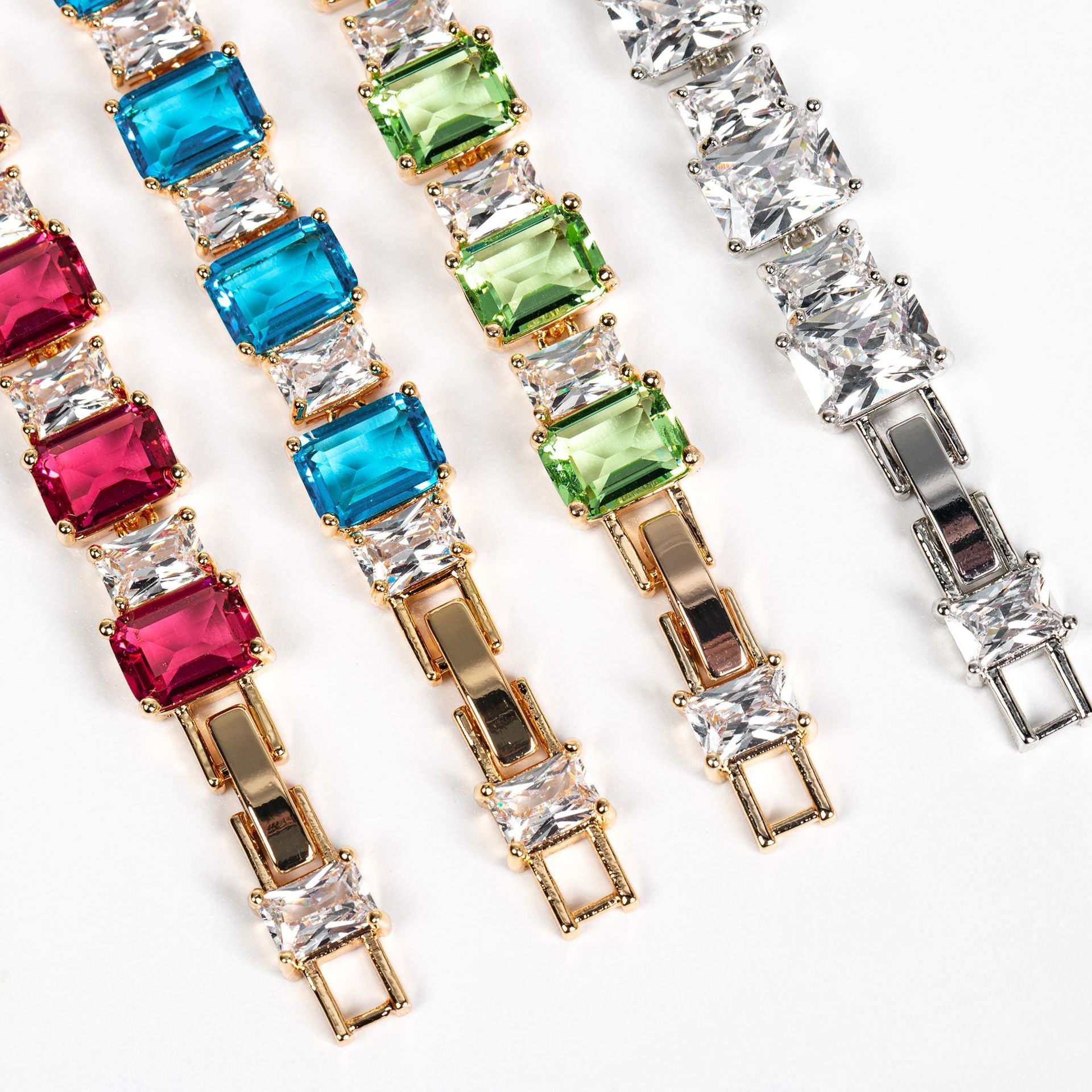 Luxury Ruby Rectangle Bracelet – Sparkling Crystal Jewelry for Women