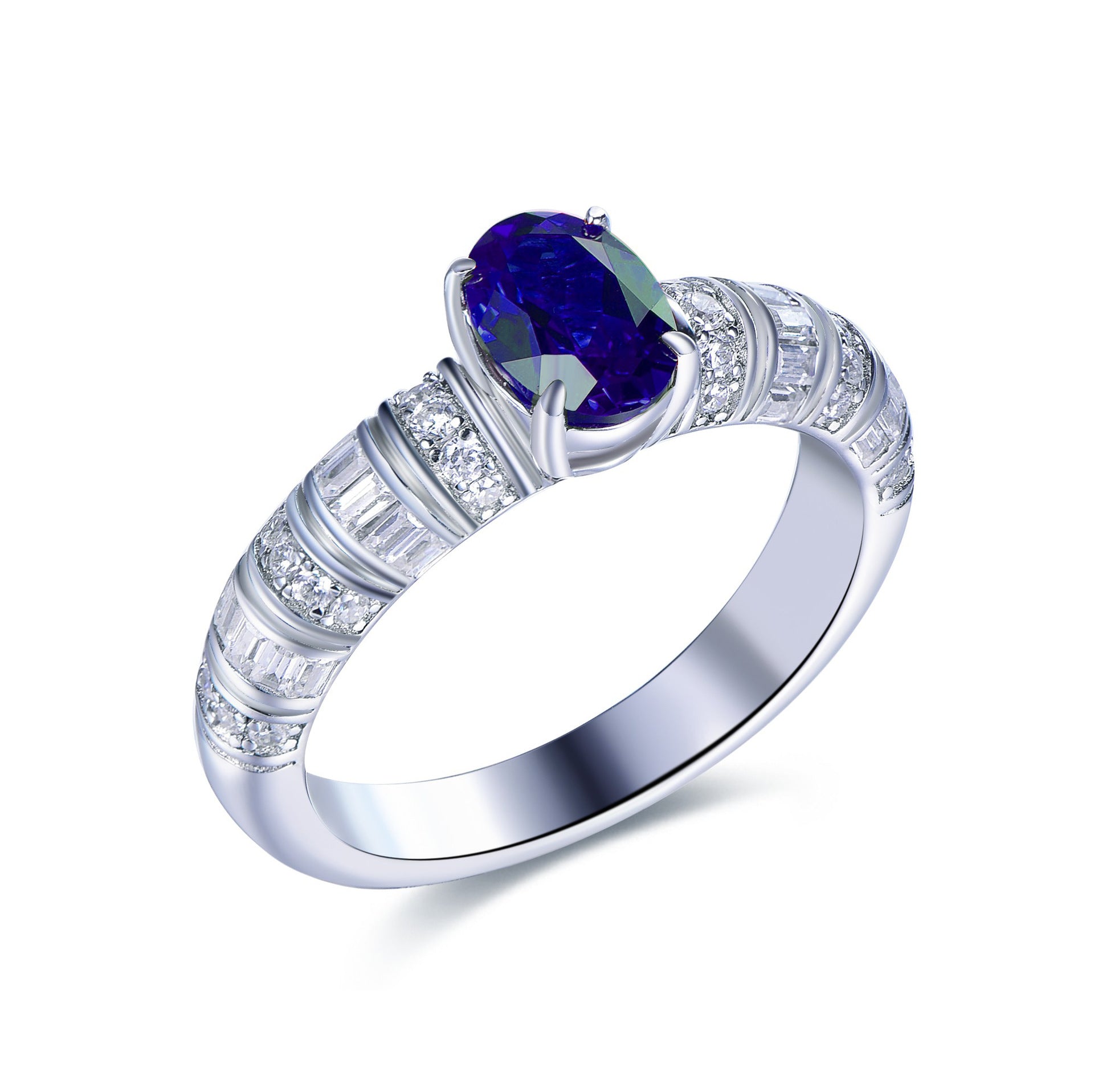925 Sterling Silver Vintage Sapphire Ring