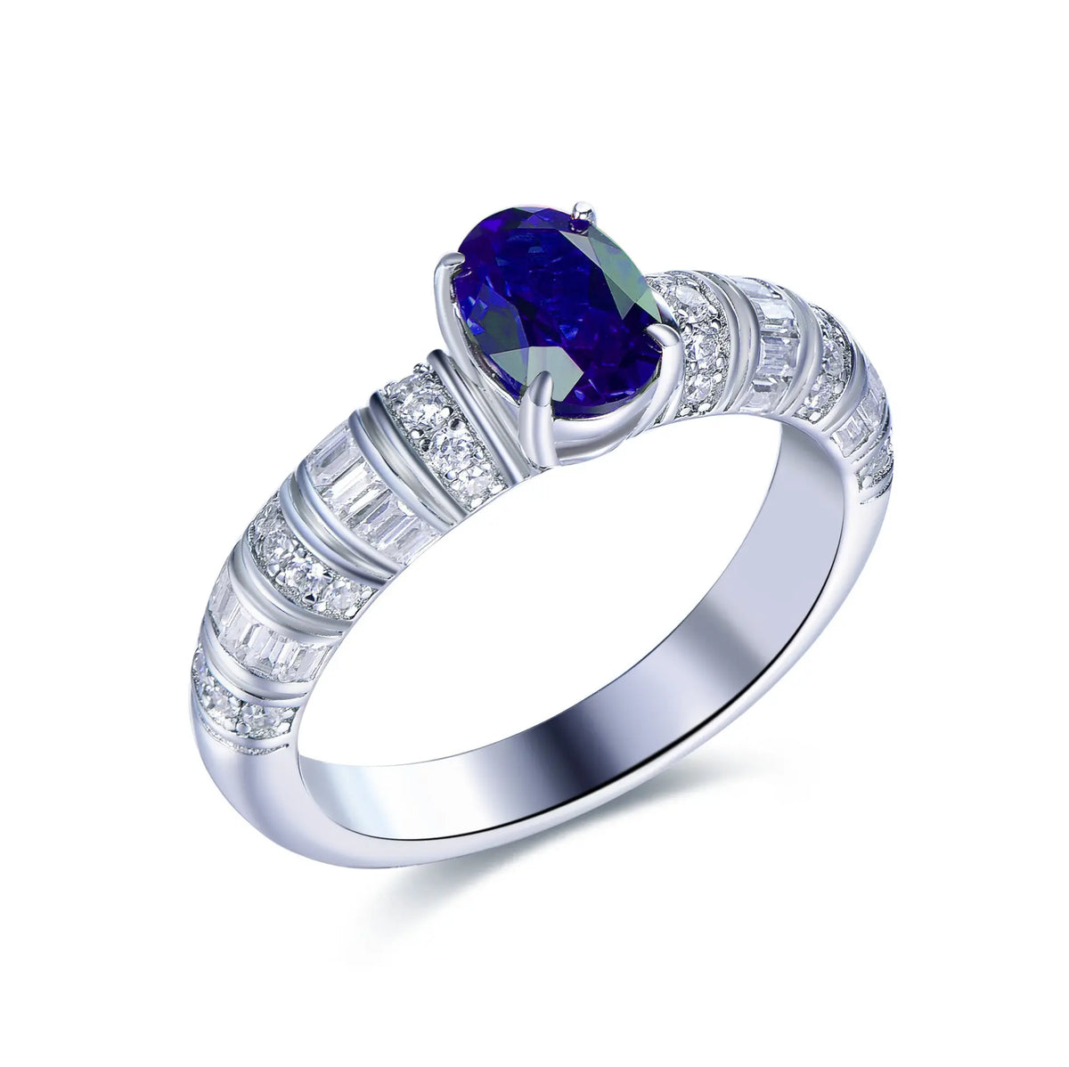 Bague vintage en argent sterling 925 et saphir