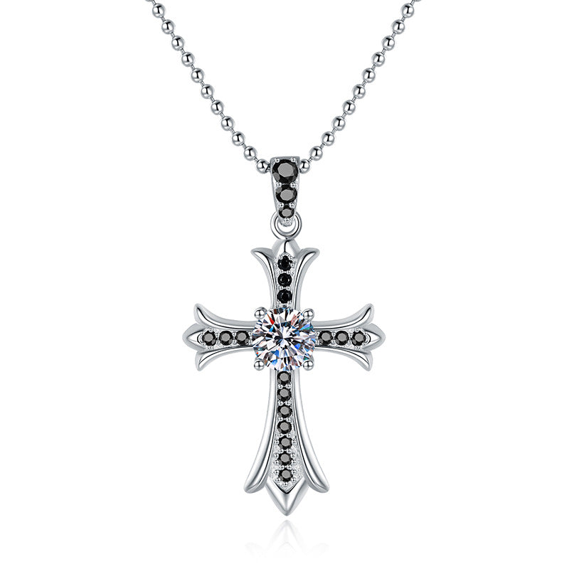 925 Sterling Silver Moissanite Cross Hip Hop Necklace