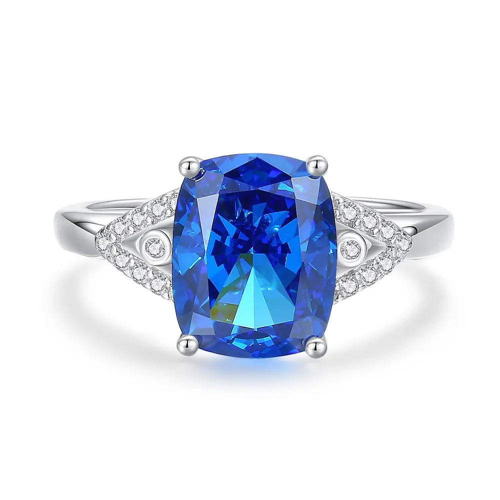 Bague de fiançailles de luxe ovale en saphir bleu pour femme