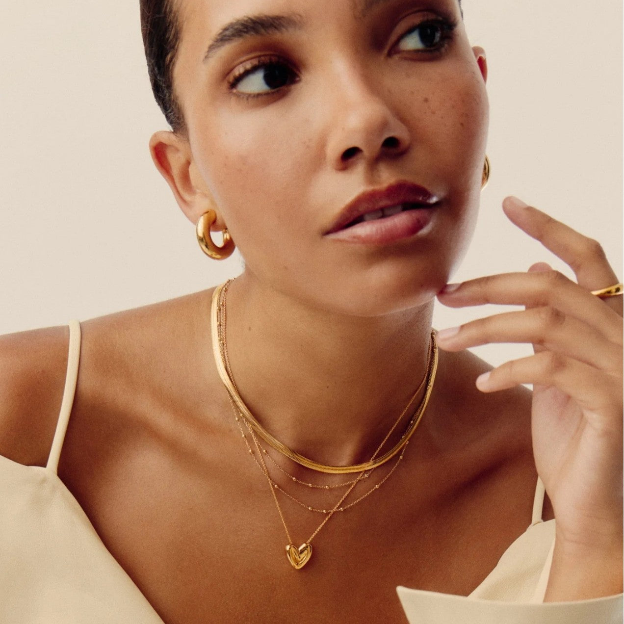 Light luxury stacked multi-layer snake bone chain necklace