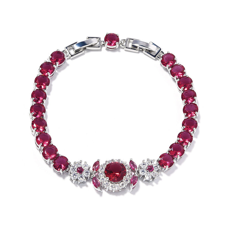 Light Luxury Amethyst Flower Zircon Bracelet