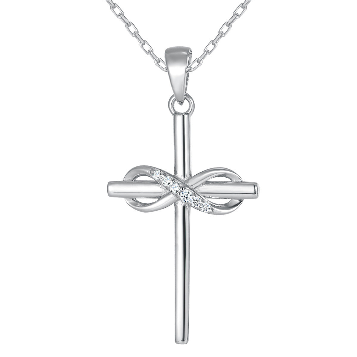 SS925 Sterling Silver Fashion Mozambican Diamond Cross Necklace