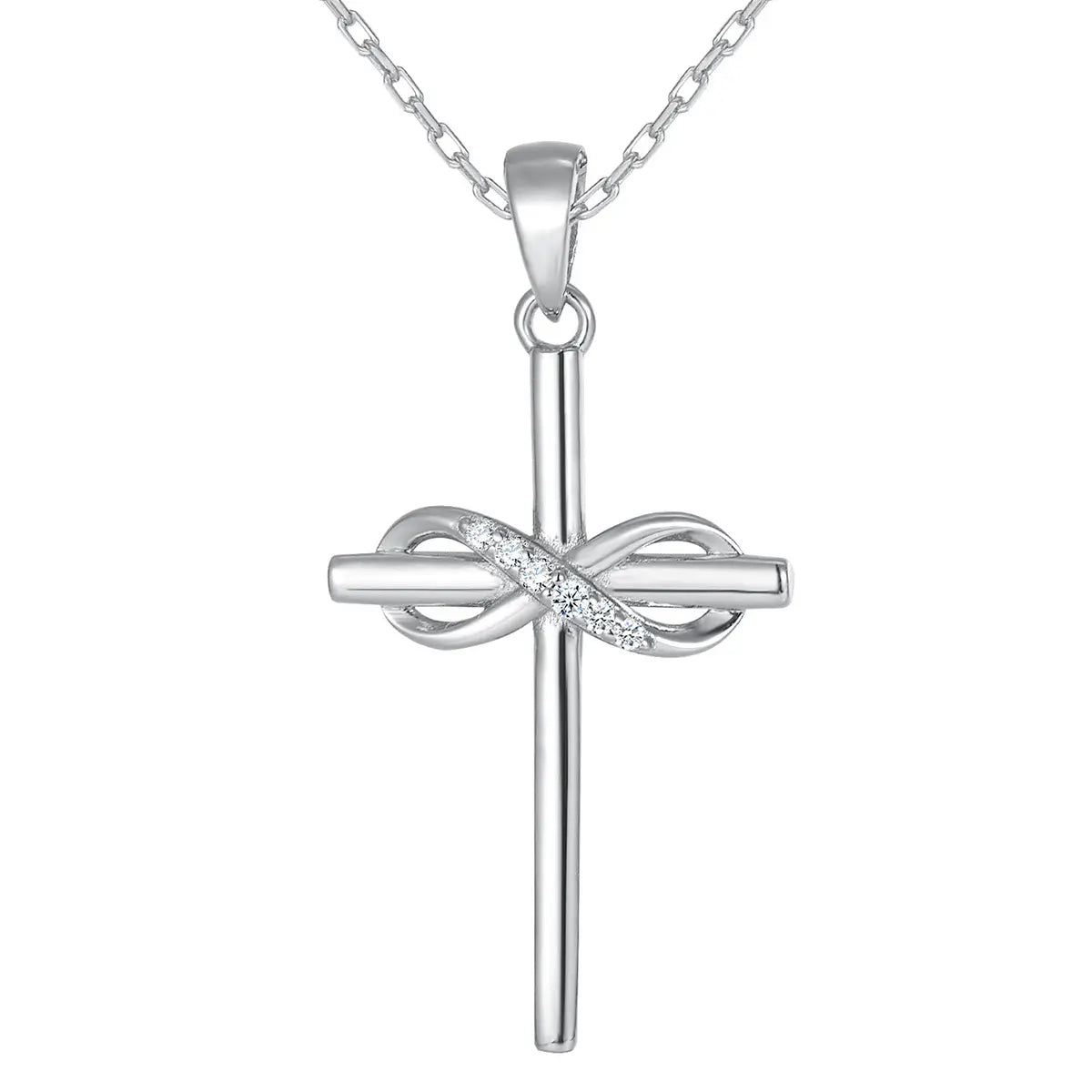 Collier croix en argent sterling S925 avec diamants du Mozambique