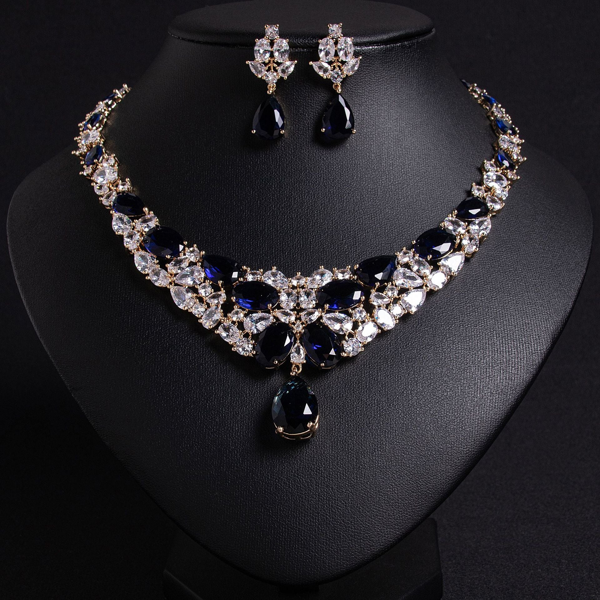 Luxury Ruby Red Gemstone Necklace Set for Women – Statement Jewelry with Matching Earrings