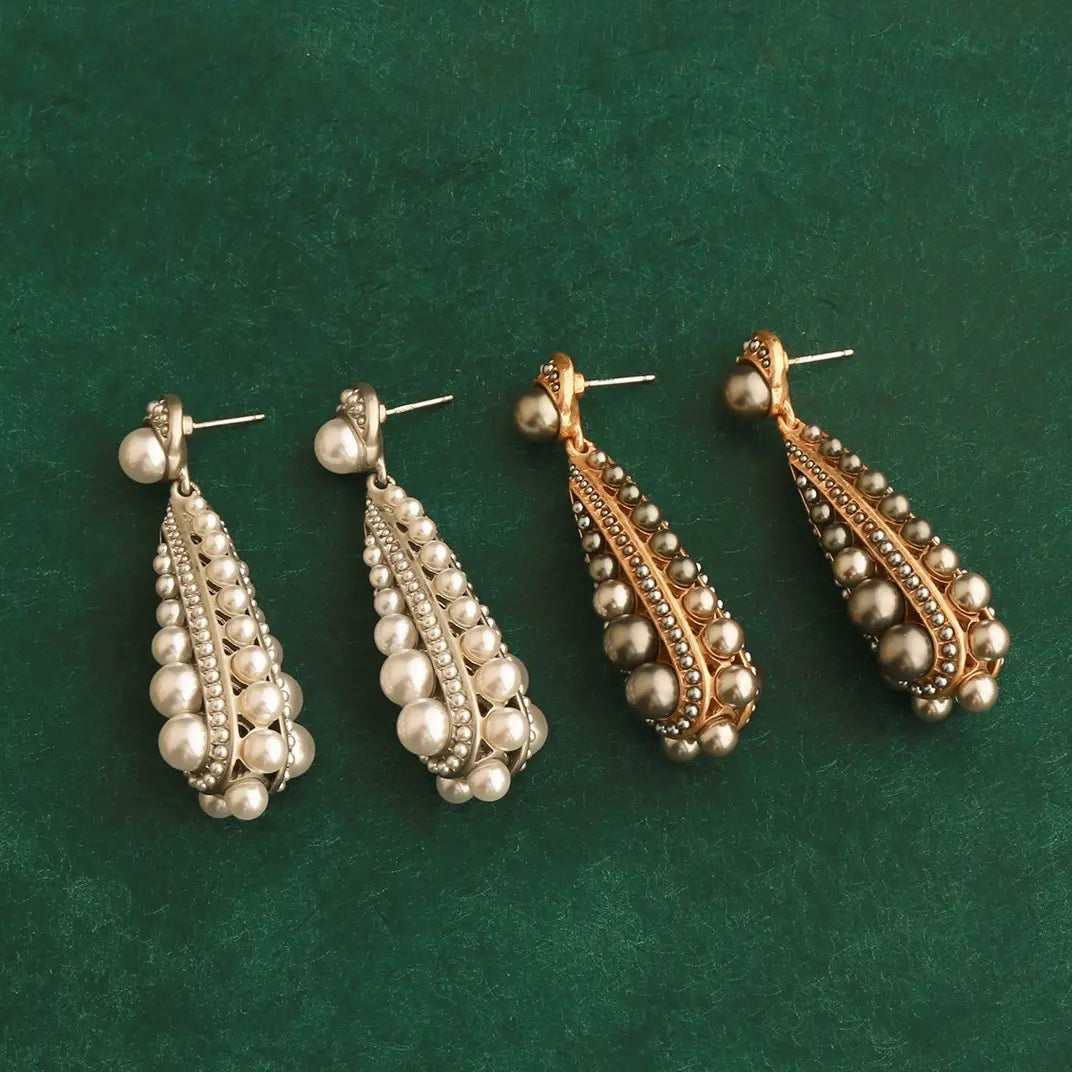 Boucles d'oreilles clous rétro françaises en perles