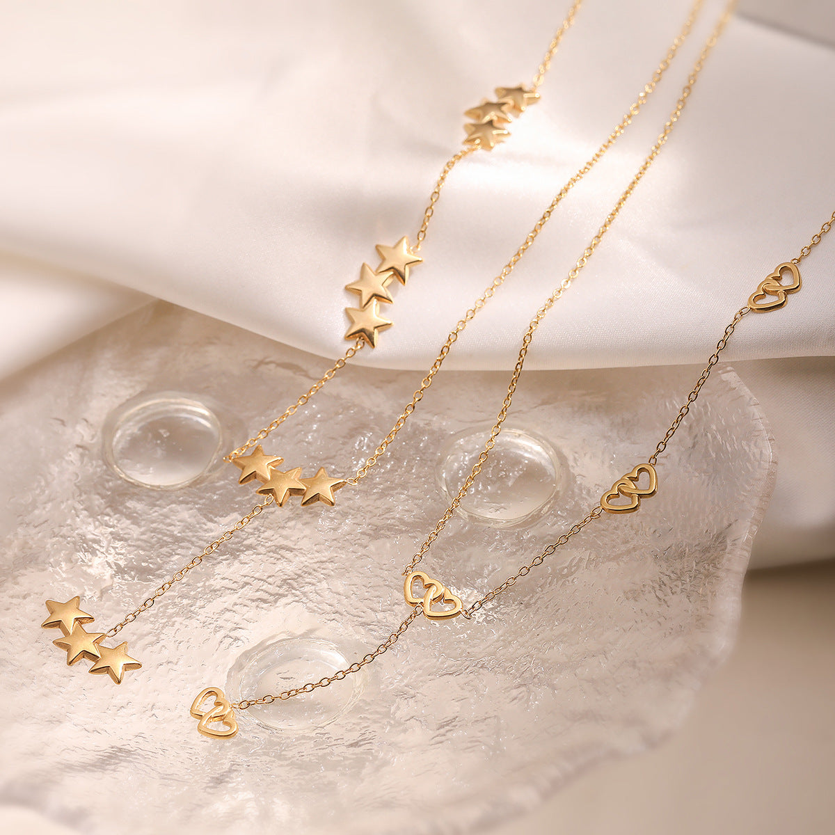 Simple love star fringed necklace