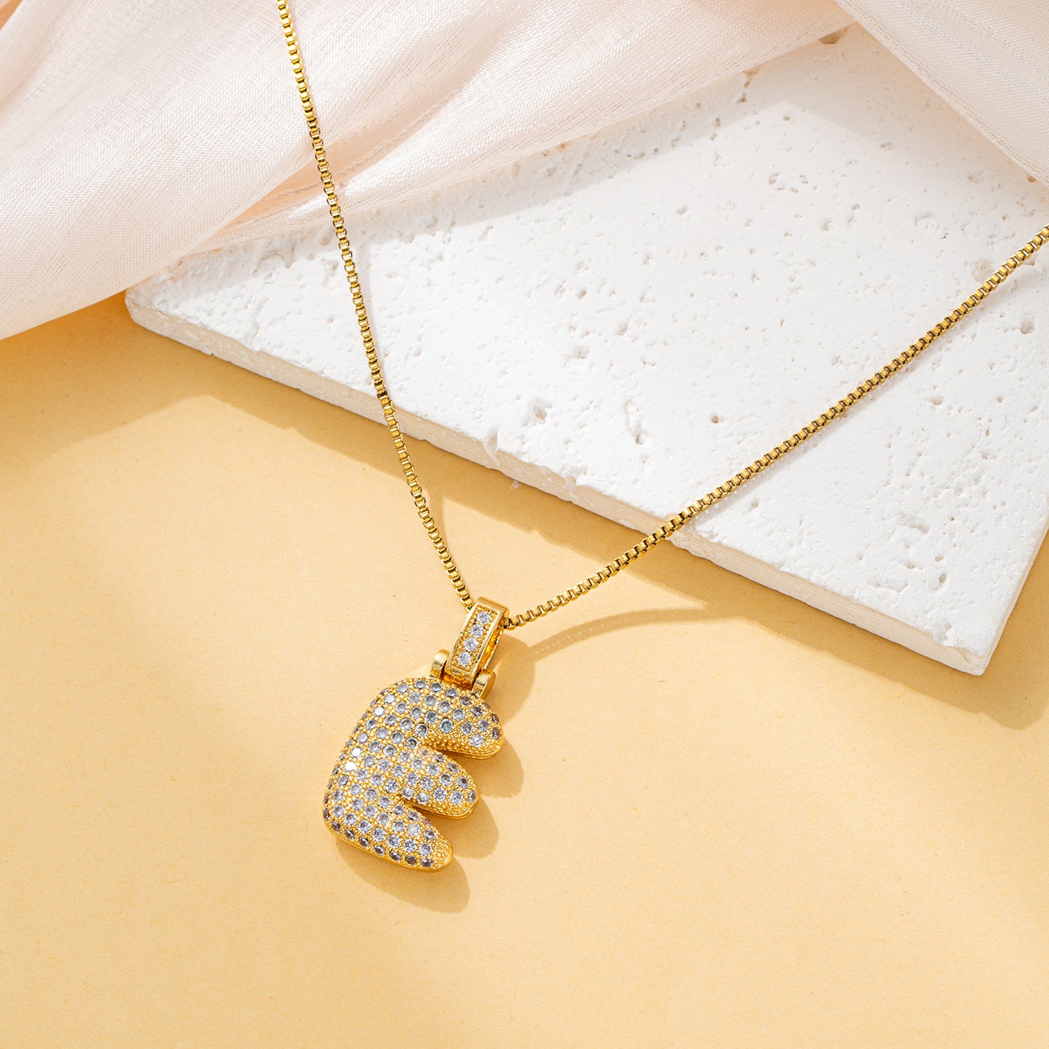 Creative fashion zircon fat 26 letter necklace