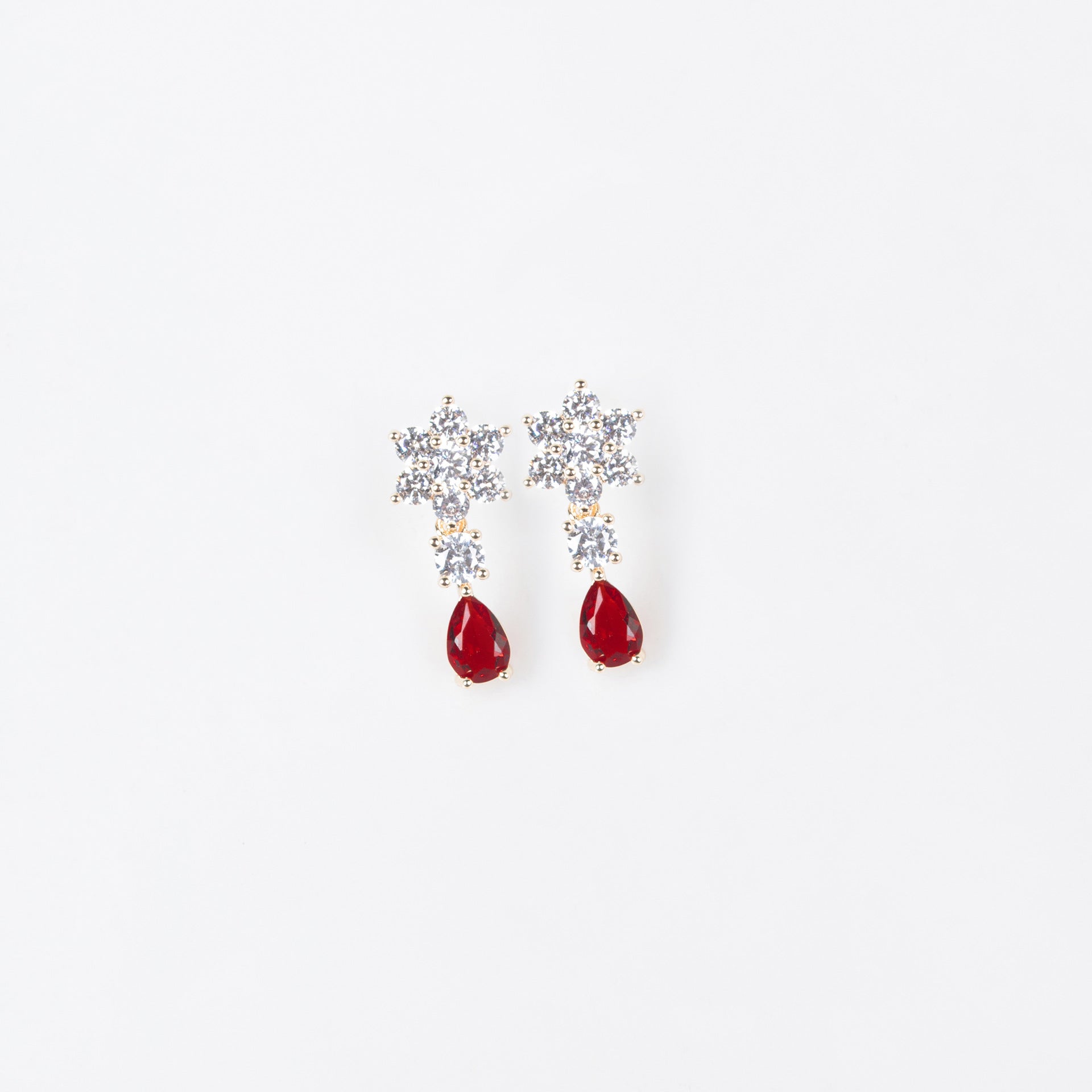 Parure collier et boucles d'oreilles élégante en cristal de rubis