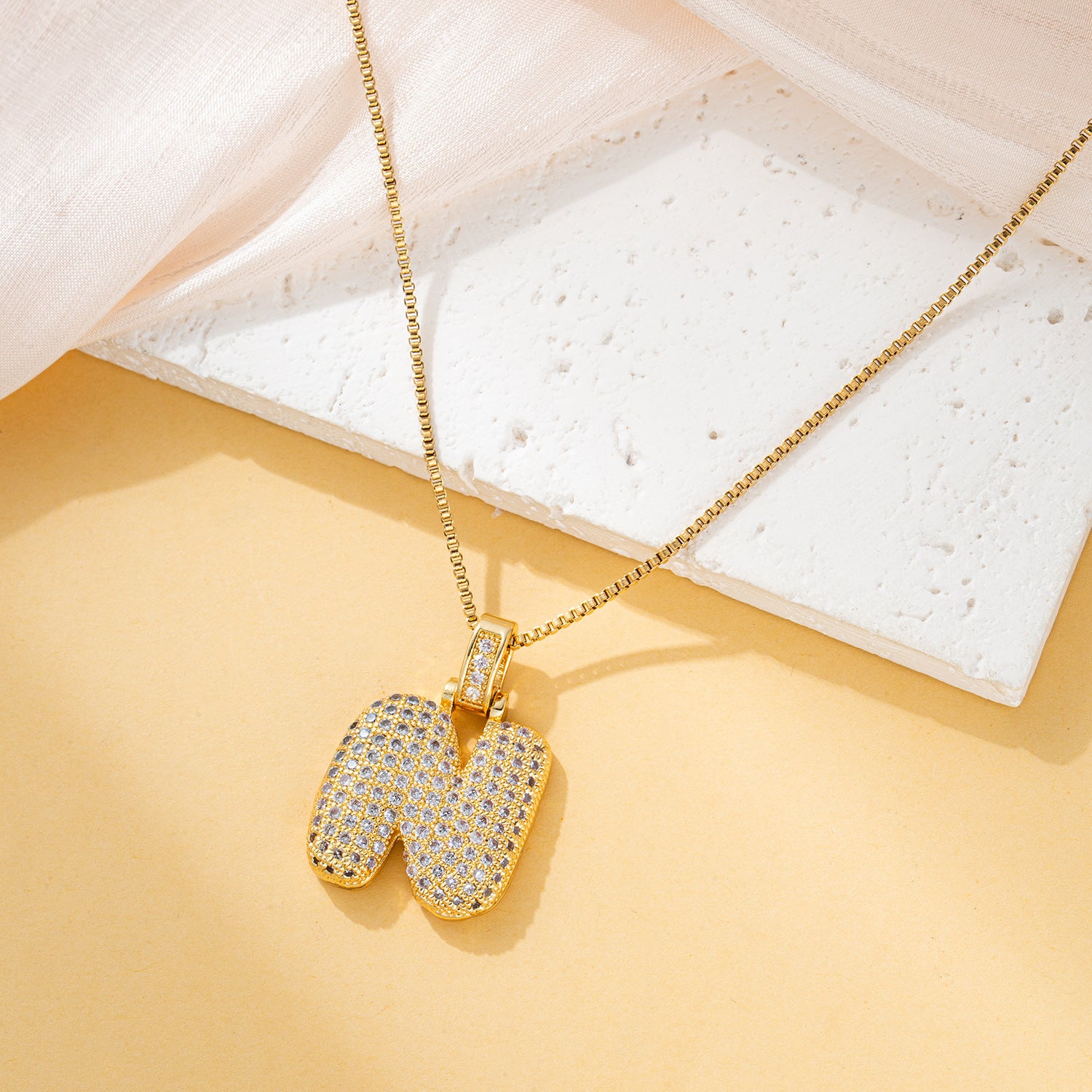 Creative fashion zircon fat 26 letter necklace