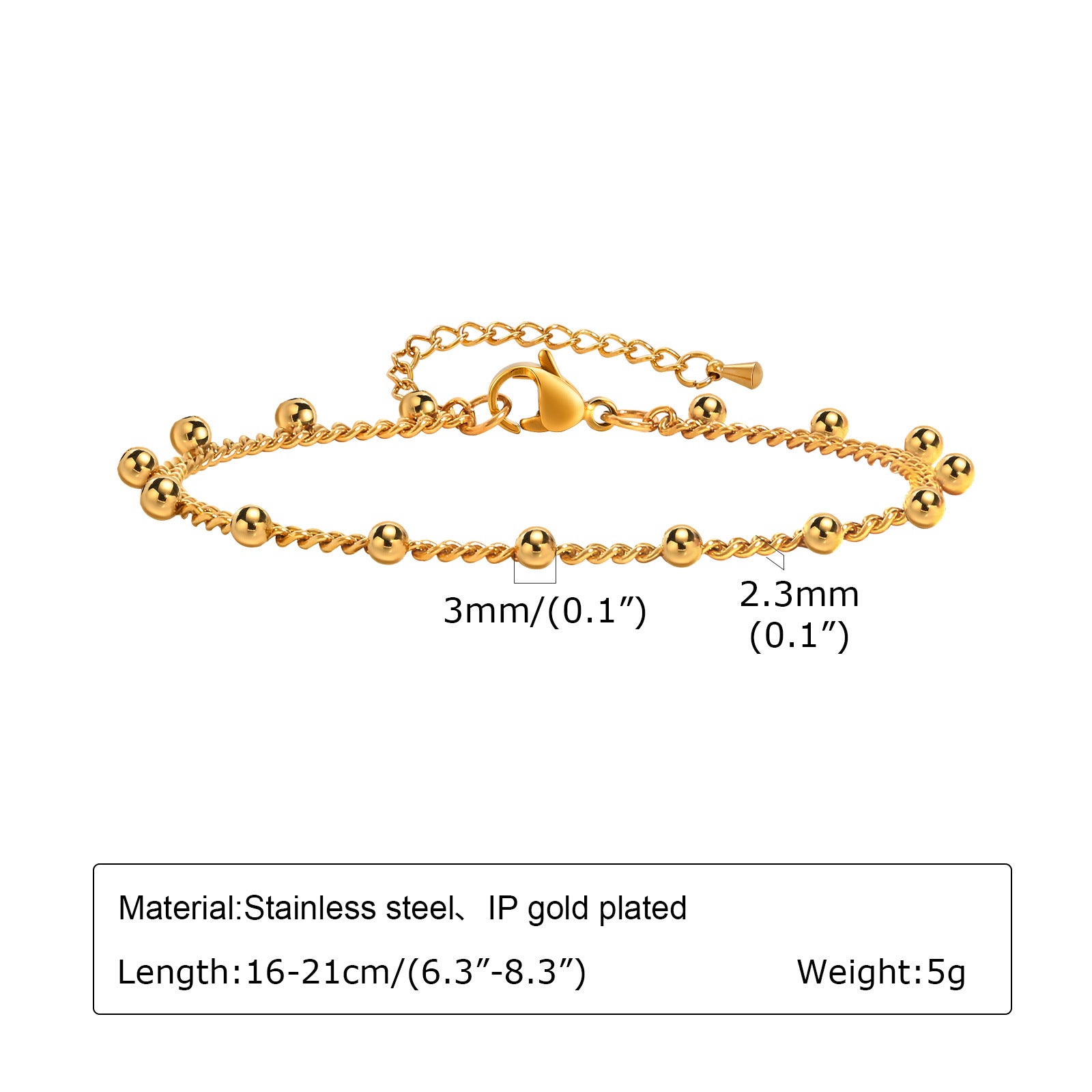 Gold Stainless Steel Bead Bracelet Necklace Series