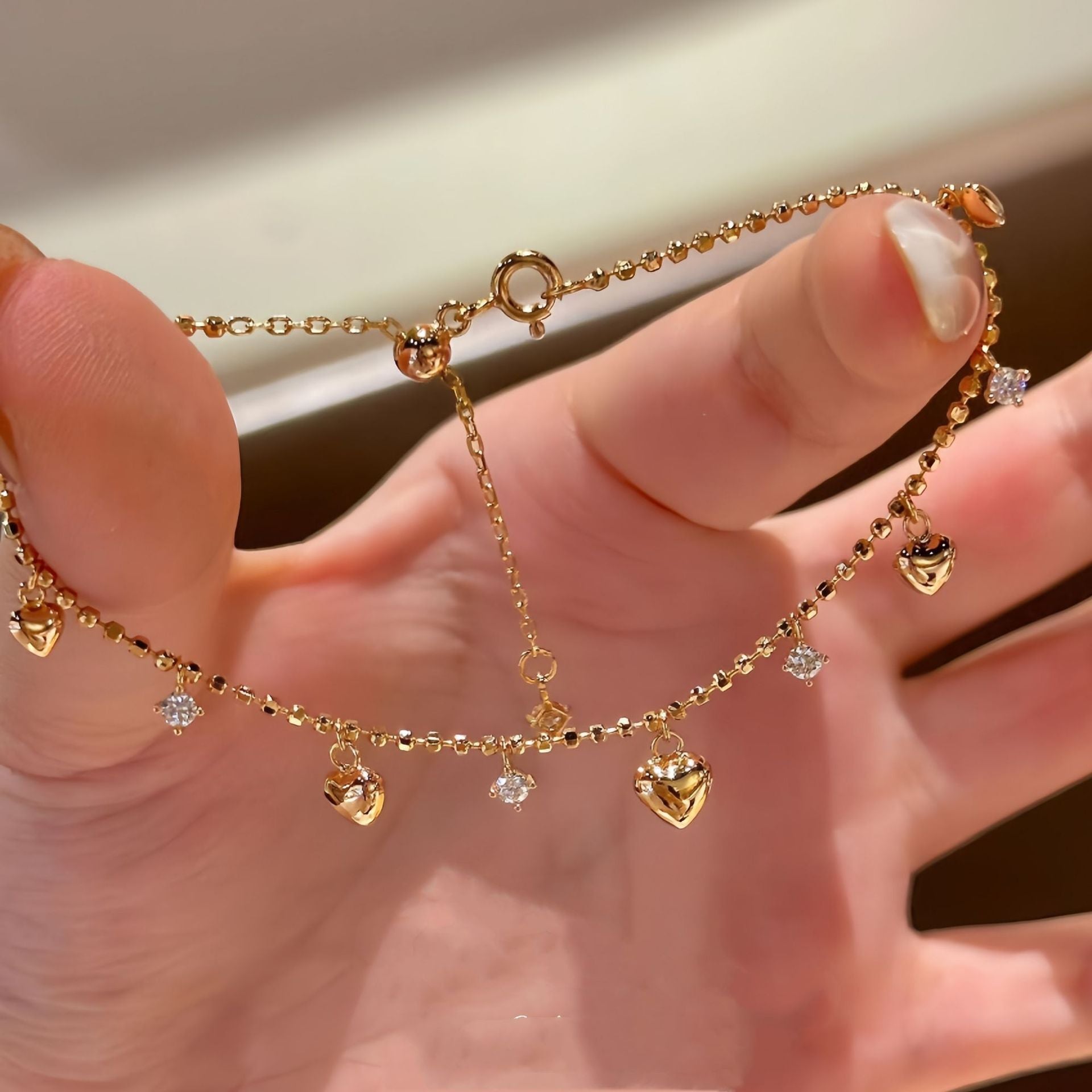 S925 Sterling Silver Love Tassel Diamond Bracelet