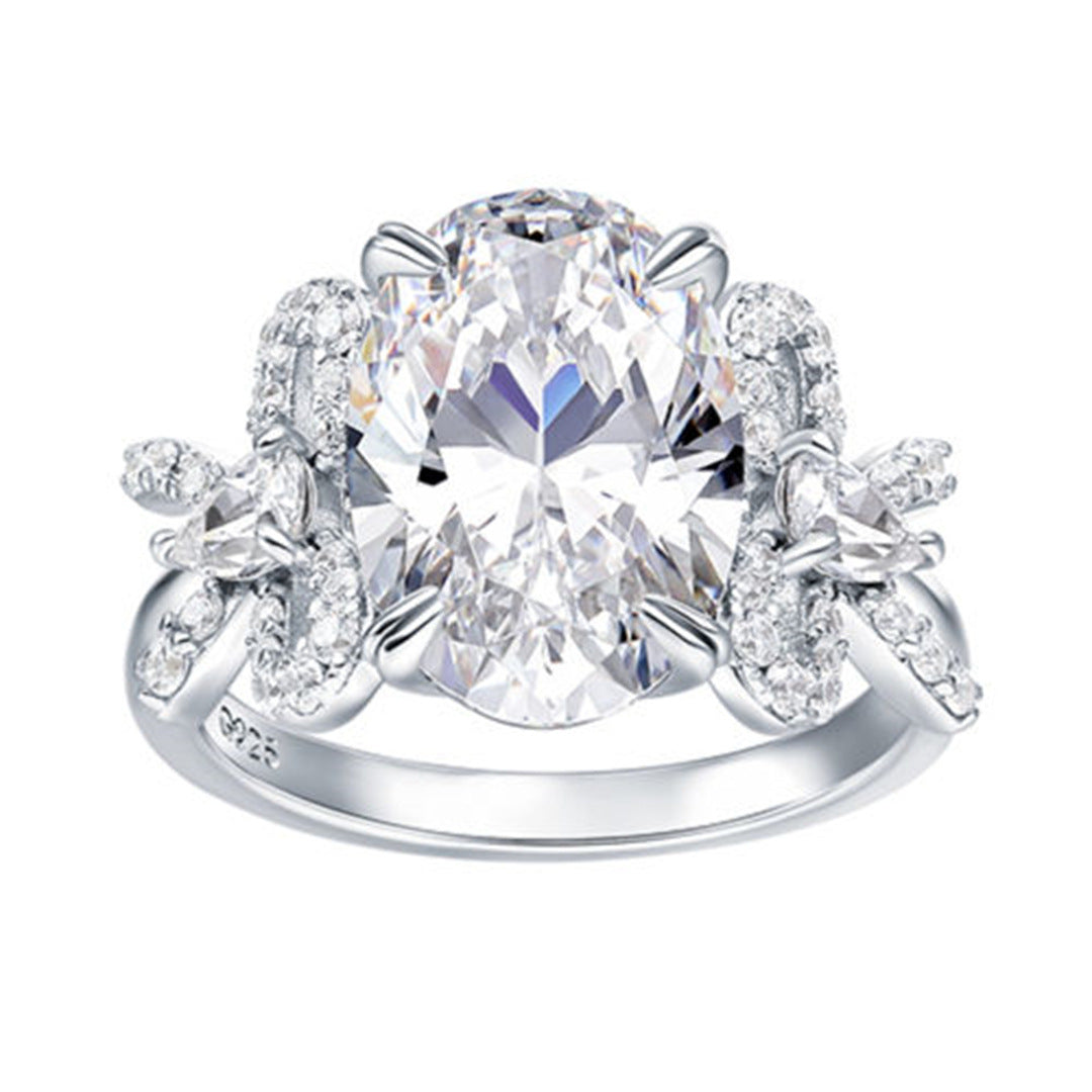 S925 Silver Butterfly Egg shaped Diamond Ring