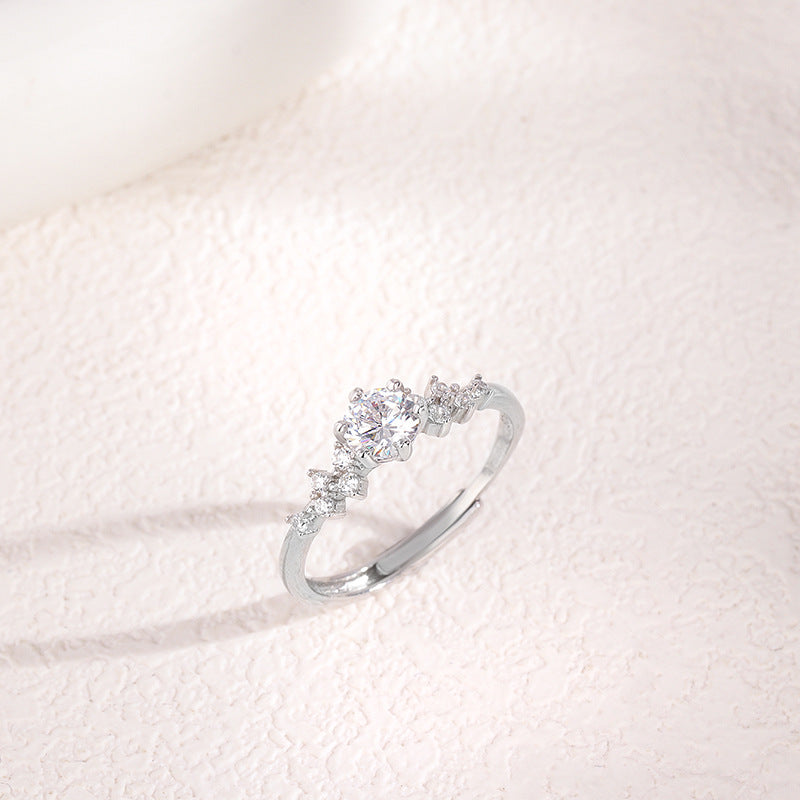 S925 Sterling Silver Eight Hearts Zircon Galaxy Ring