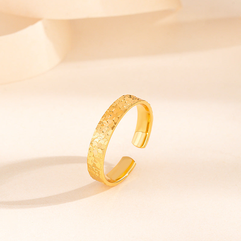 S925 Sterling Silver Crushed Ice Opening Ring