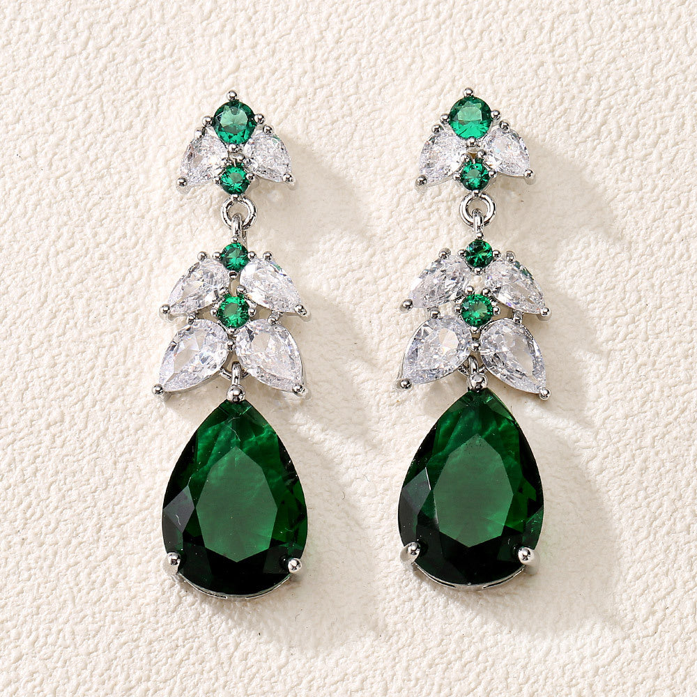 Boucles d'oreilles pendantes zircon en forme de goutte d'eau avec franges
