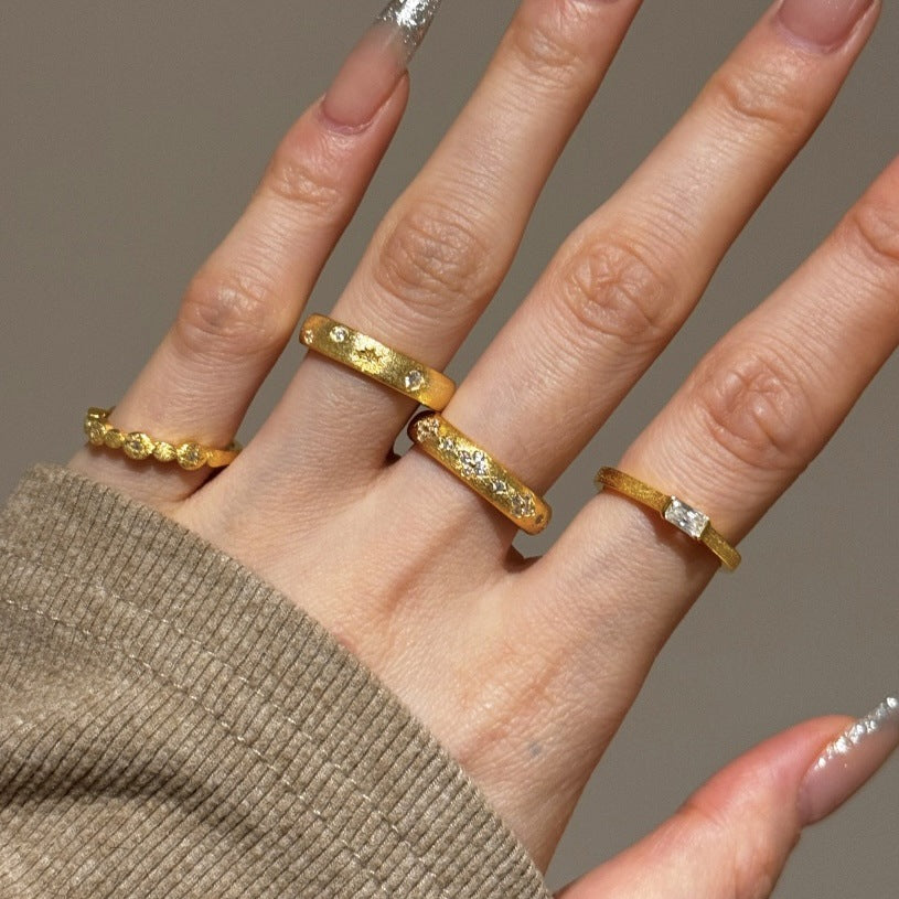 Fashion matte zircon ring