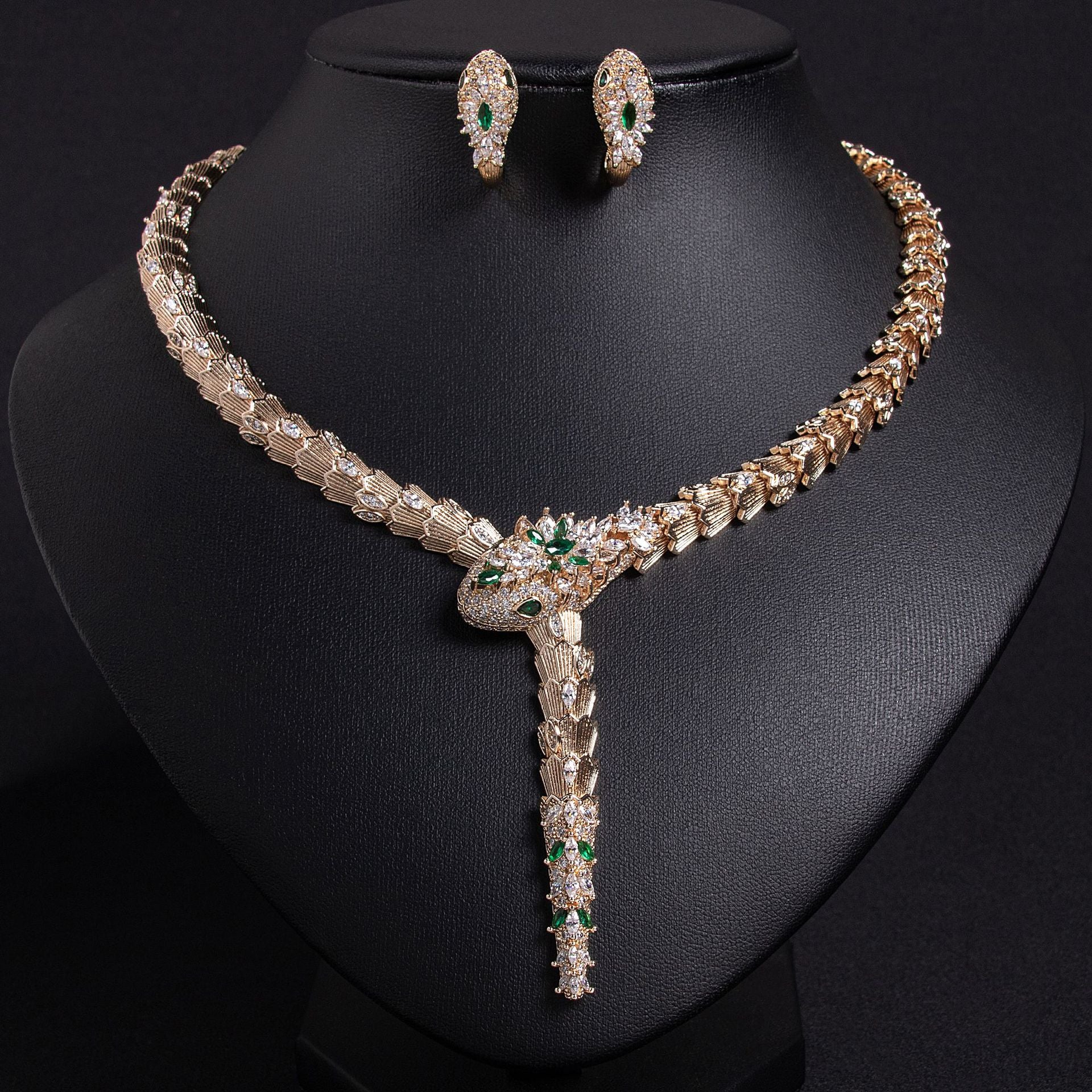 Snake necklace earrings jewelry set bracelet banquet haute couture snake necklace