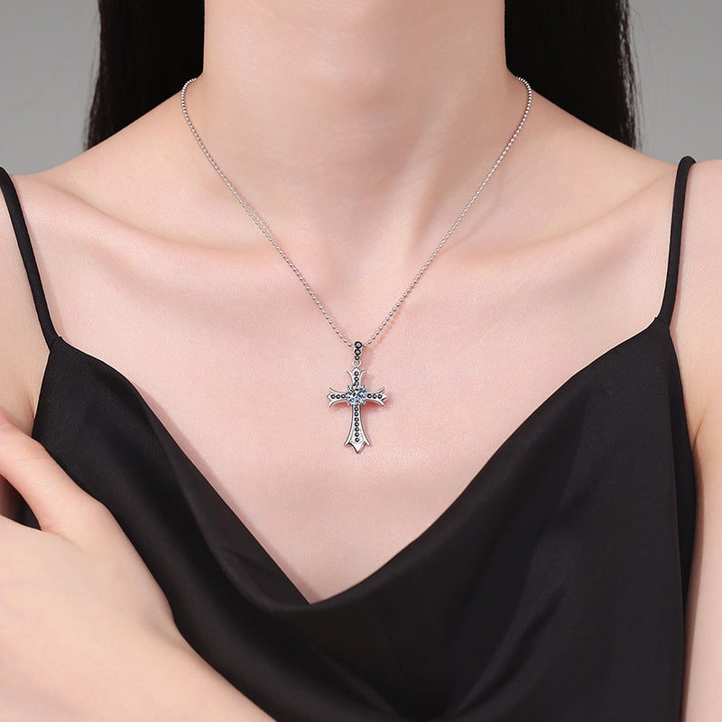 925 Sterling Silver Moissanite Cross Hip Hop Necklace