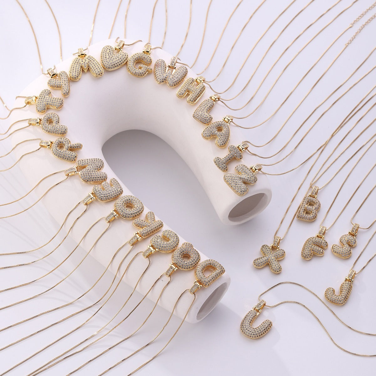 Creative fashion zircon fat 26 letter necklace