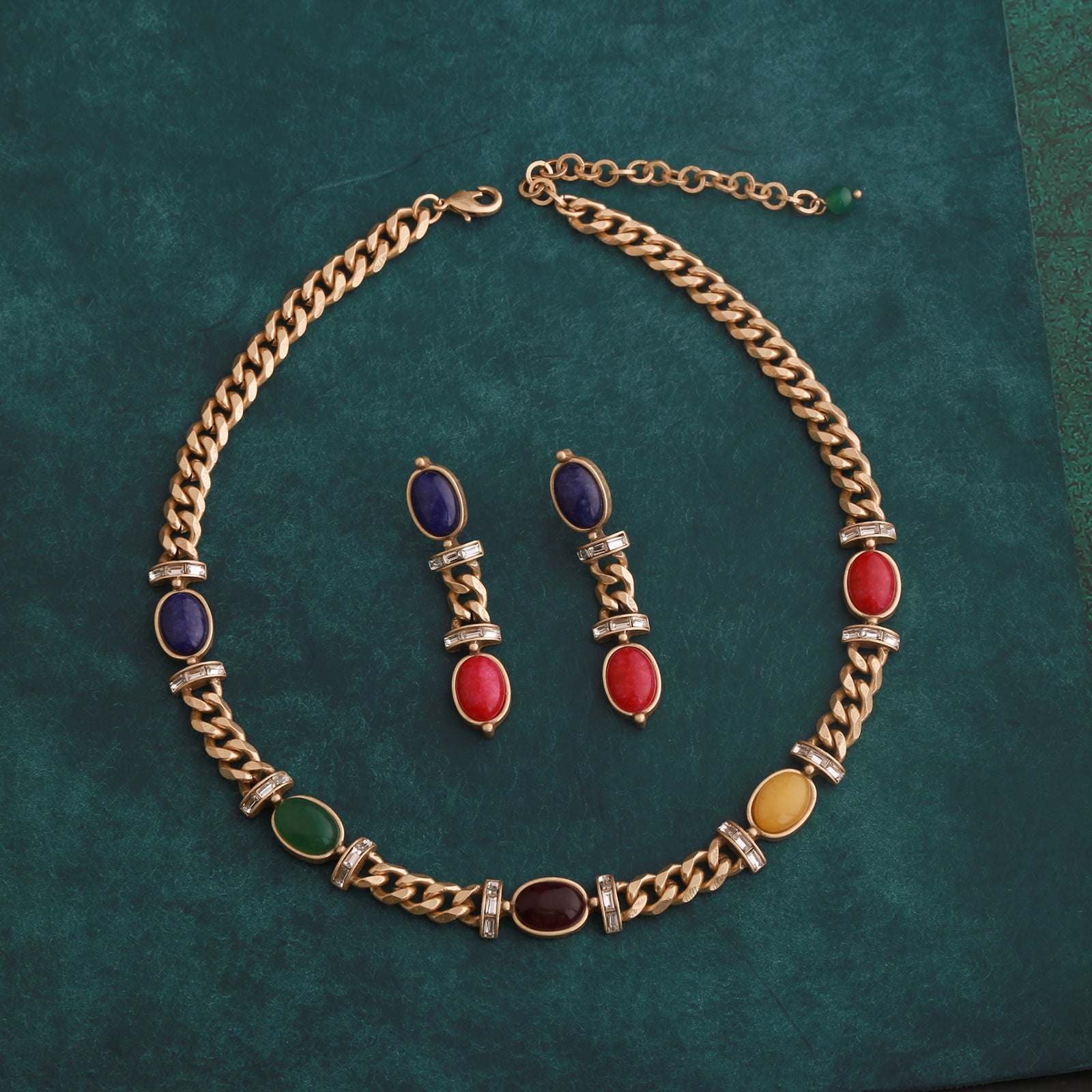 Medieval colored gemstone jewelry set