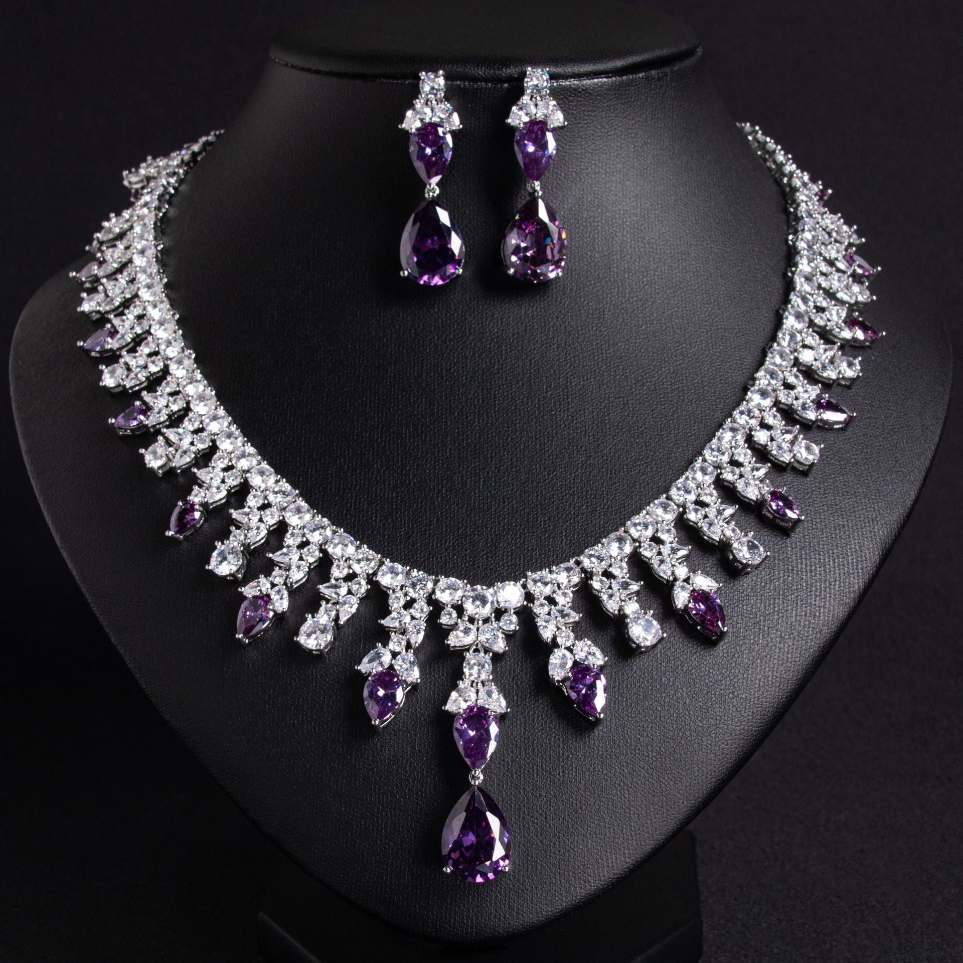 Luxury Multicolor Gemstone Statement Necklace Set for Women – Floral Jewelry with Matching Earrings