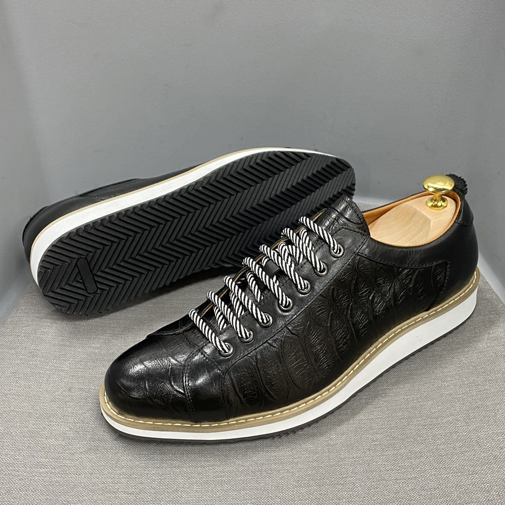 Black leather platform casual shoes fashion business leather shoes