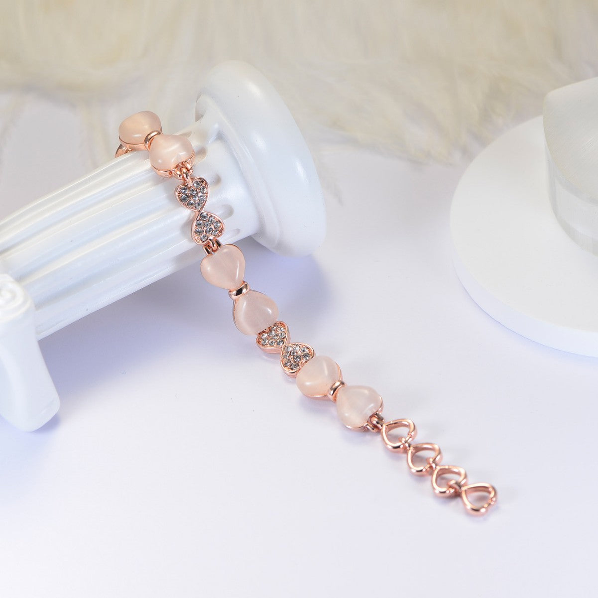 Baroque heart opal bow bracelet