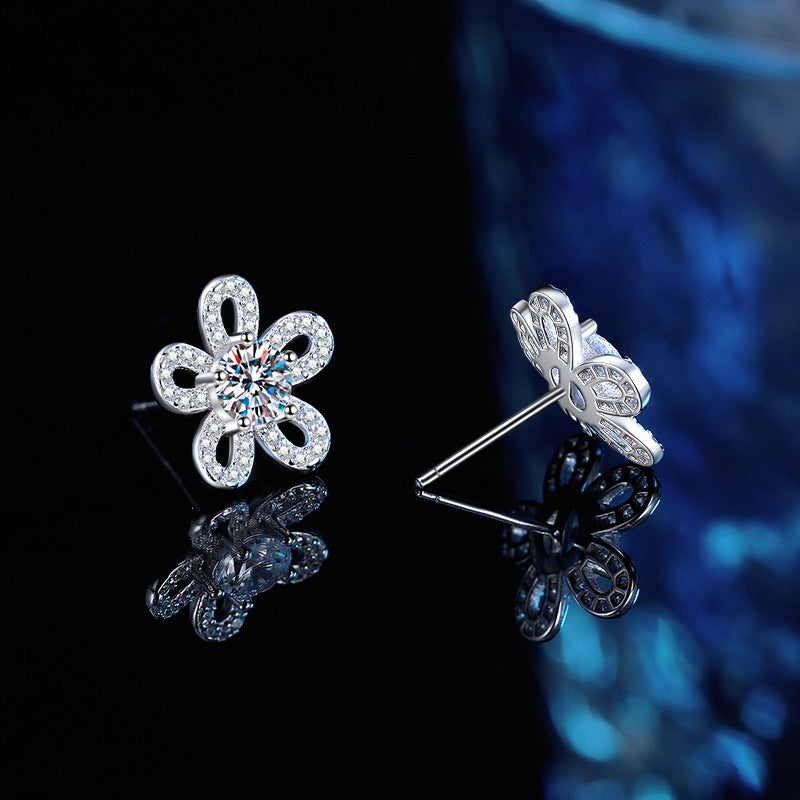 S925 sterling silver mozzarella sunflower stud earrings