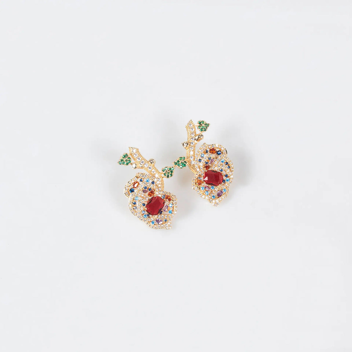 Luxury Red Crystal Flower Necklace Set – Elegant Gemstone Jewelry for Women