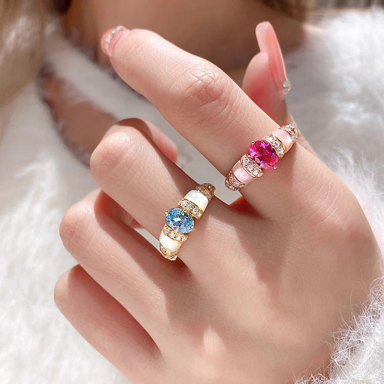Bague de fritillaire naturelle en poudre de dopamine tendance