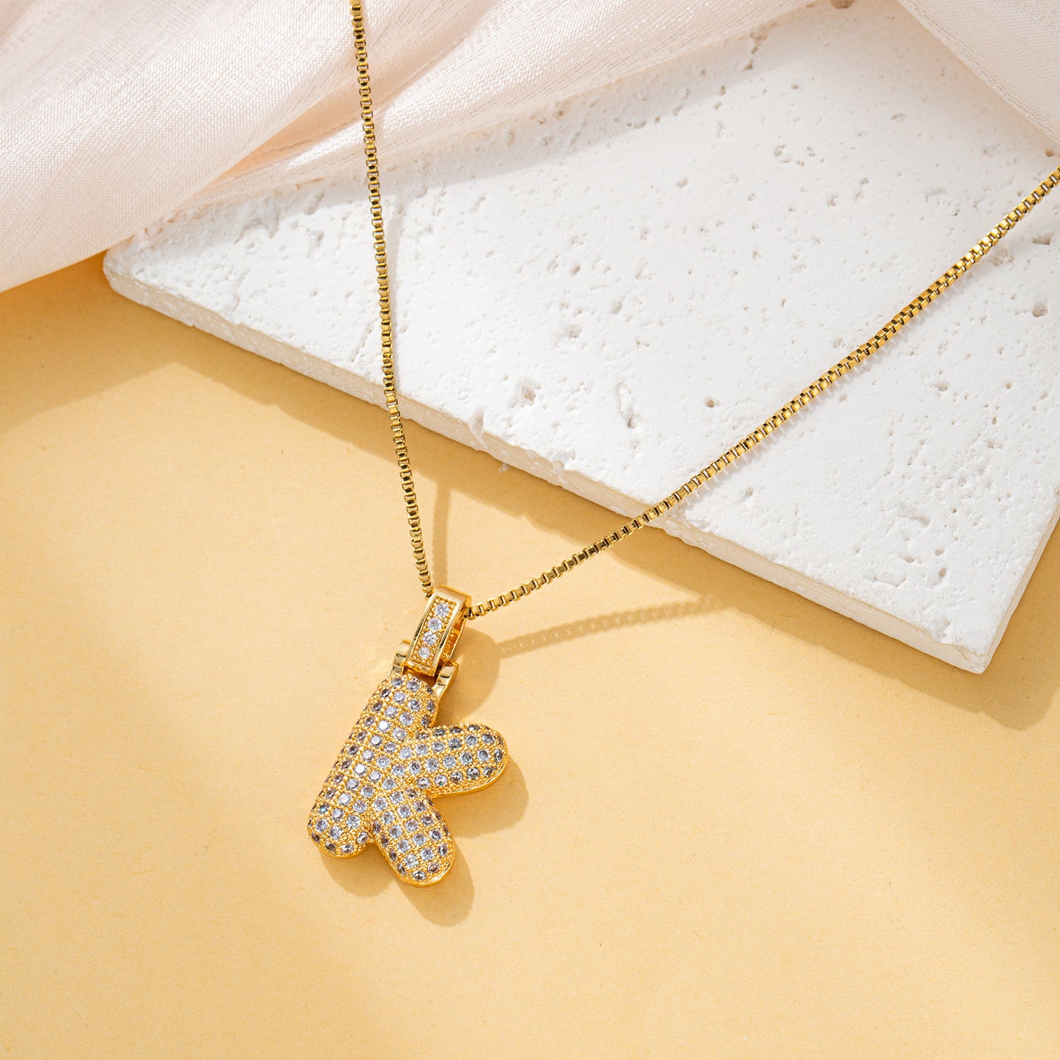 Creative fashion zircon fat 26 letter necklace