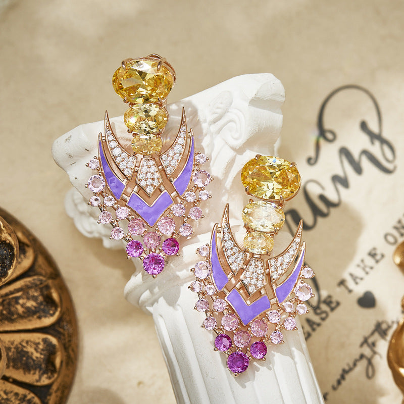 Original design gold-plated fireworks diamond earrings