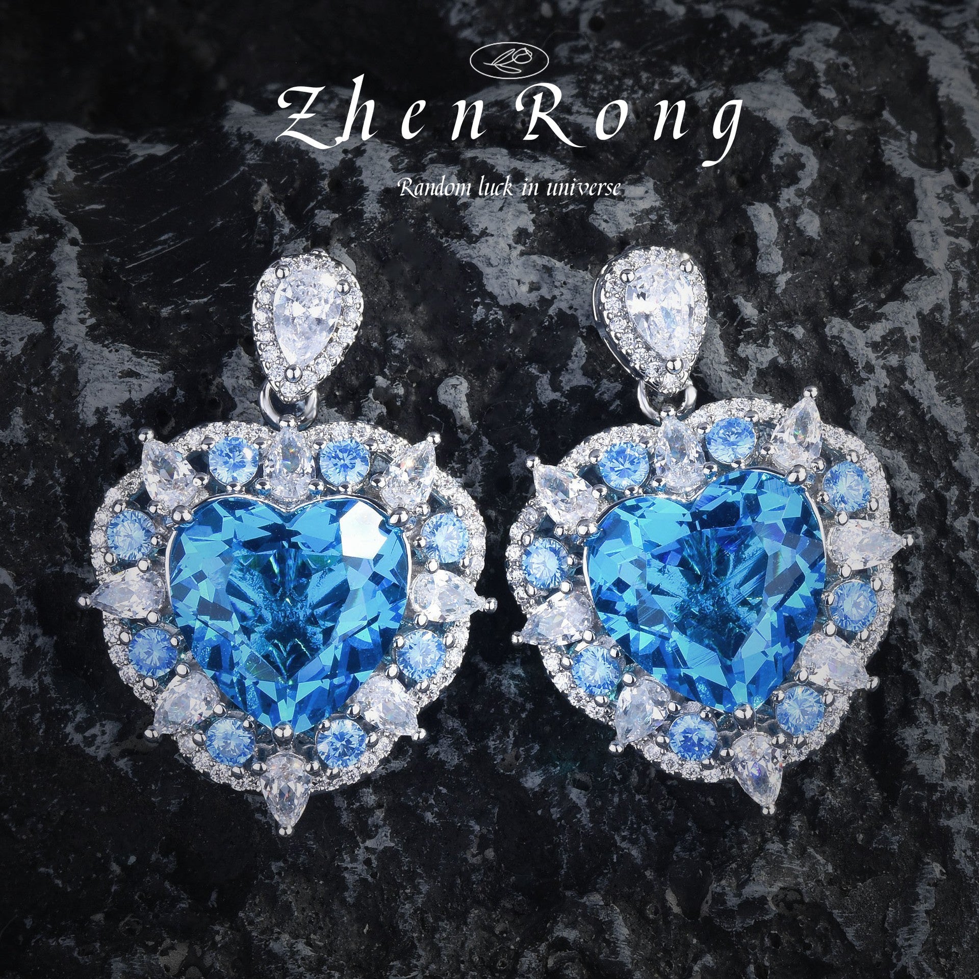 Luxury heavy industry topaz love pendant necklace colorful treasure set