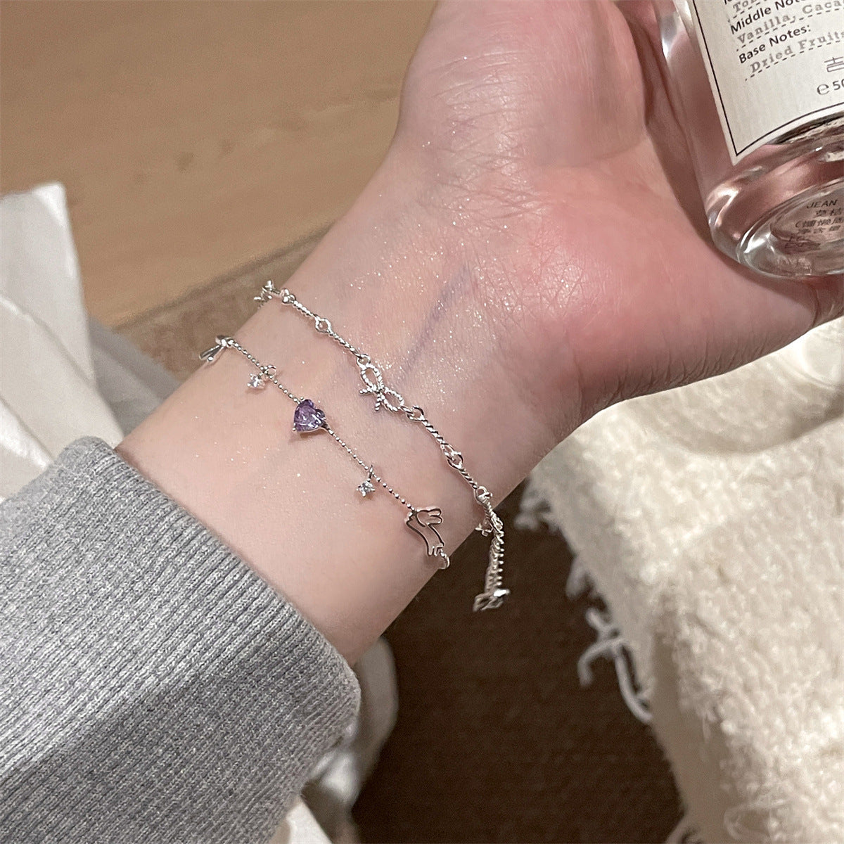 Purple Love Zircon Rabbit Bracelet