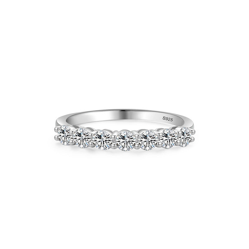 S925 Sterling Silver Round Colored Diamond Ring