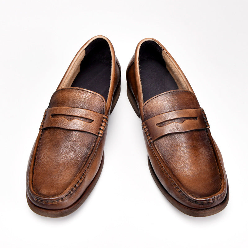 Retro high-end men's formal leather shoes breathable deodorant loafers