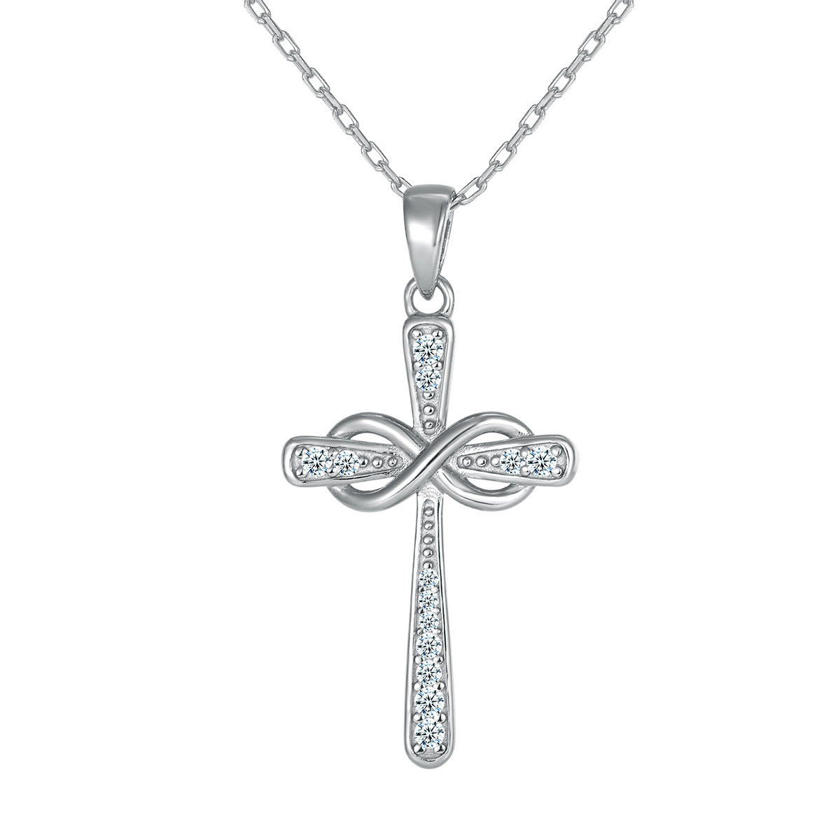 SS925 Sterling Silver Fashion Mozambican Diamond Cross Necklace